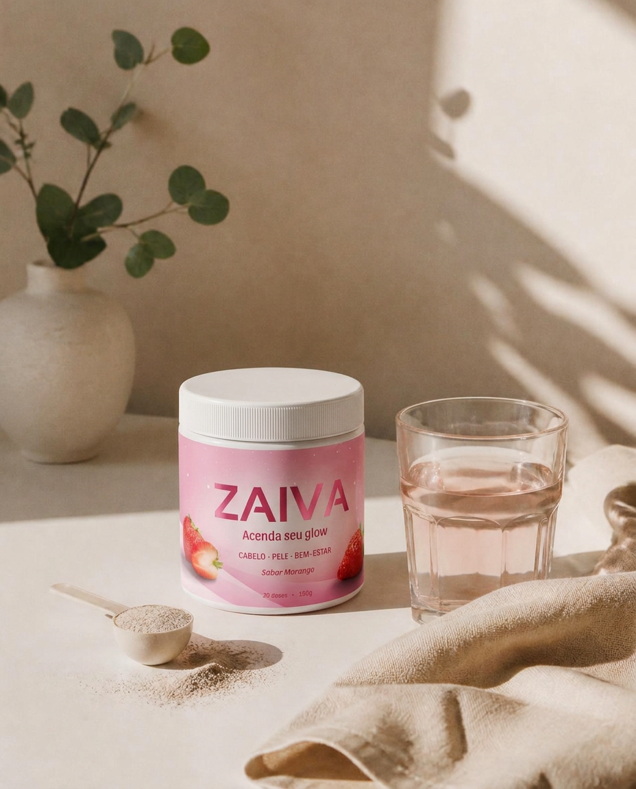 Pote Zaiva, scoop e copo de água rosada em luz natural